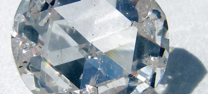 A large faceted diamond photographed against a plain ground.